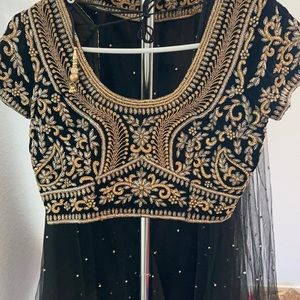 Black and gold Lehenga